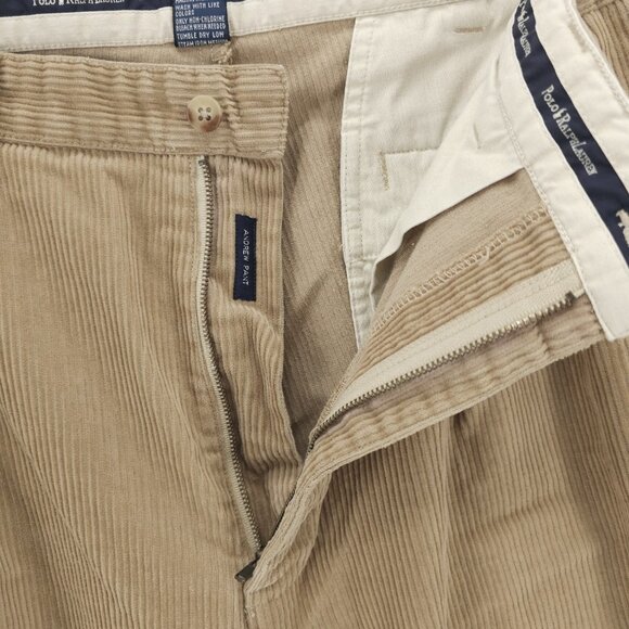 POLO RALPH LAUREN Andrew Corduroy Pants Beige 100% Cotton Pleated Size 36x32 - Picture 6 of 10